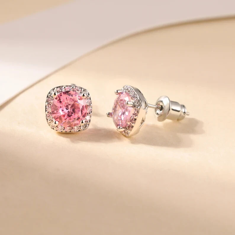Bridal Earrings,Women Gift Cartilage Crystal Stud Earrings 14K White Gold Plated