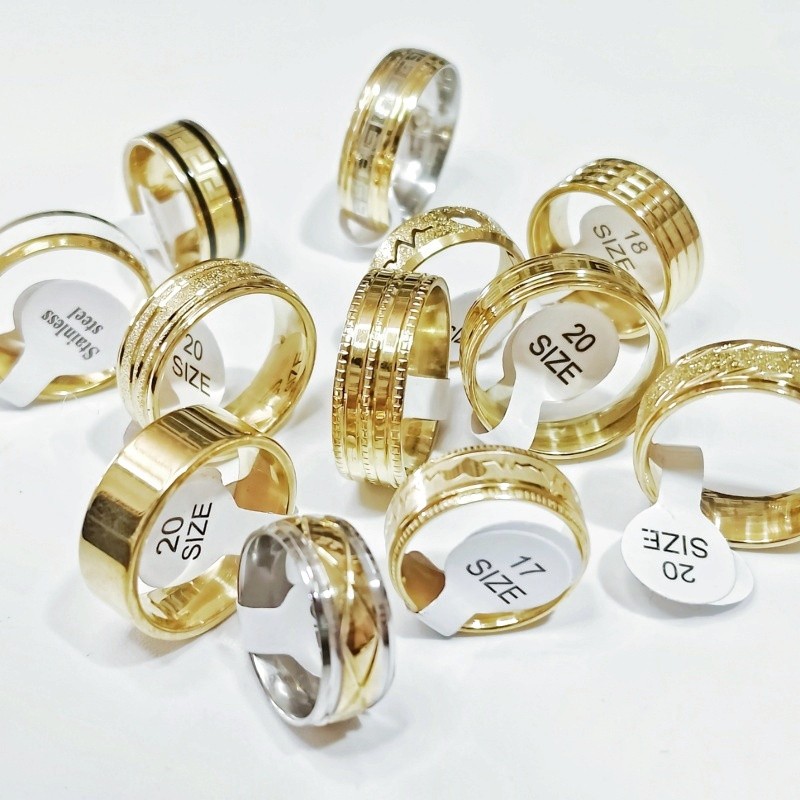 Wholesale 50 Pcs 8mm Mixed Styles Stainless Stackable Rings Unisex Bulk Jewelry