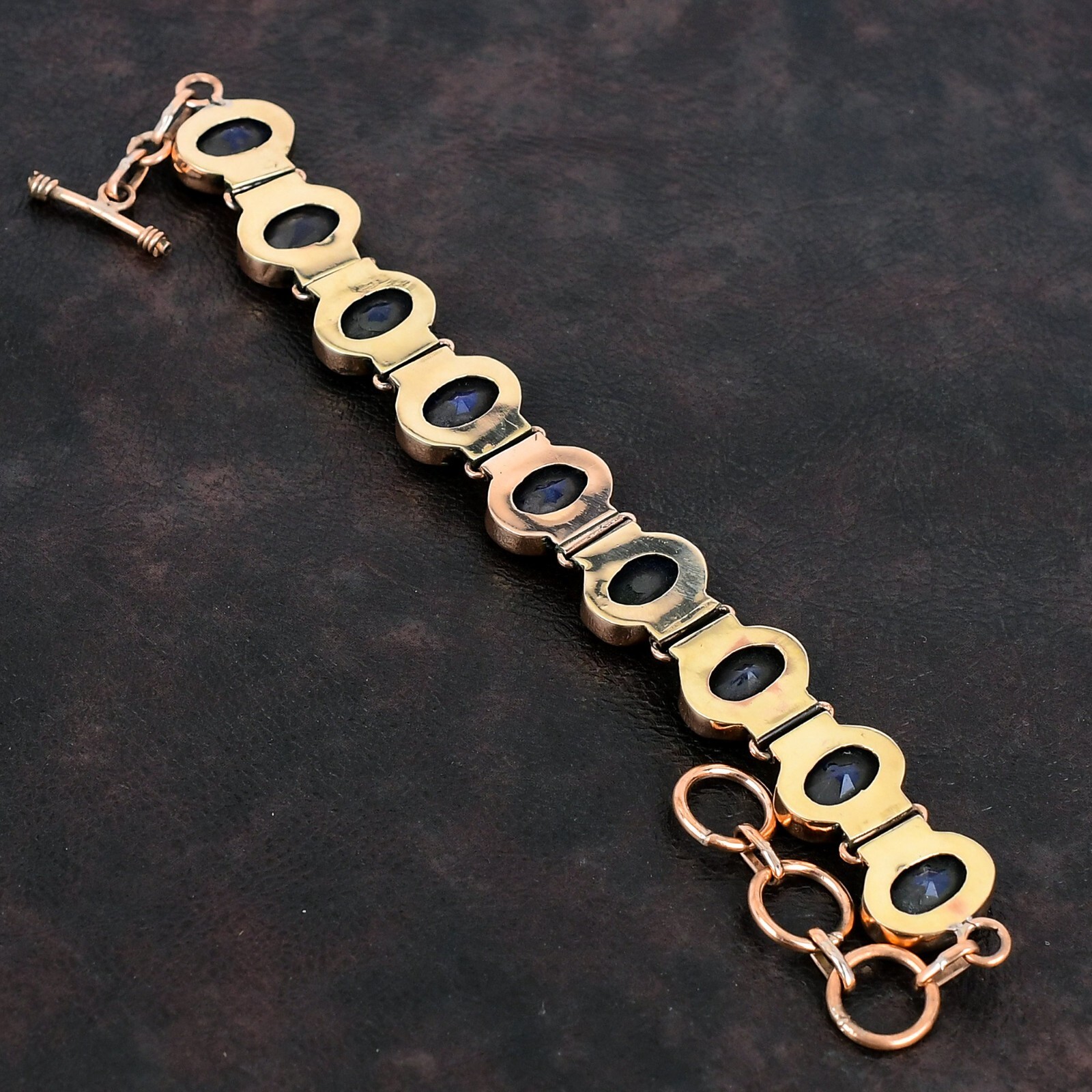 Blue Saphire Adjustable Bracelet Handcrafted Copper Unique Gift Jewelry 6.0″