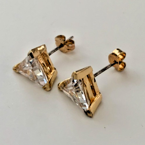 6.0ct Trillion Cut Cubic Zirconia Solitaire Post Earrings in Sterling Silver