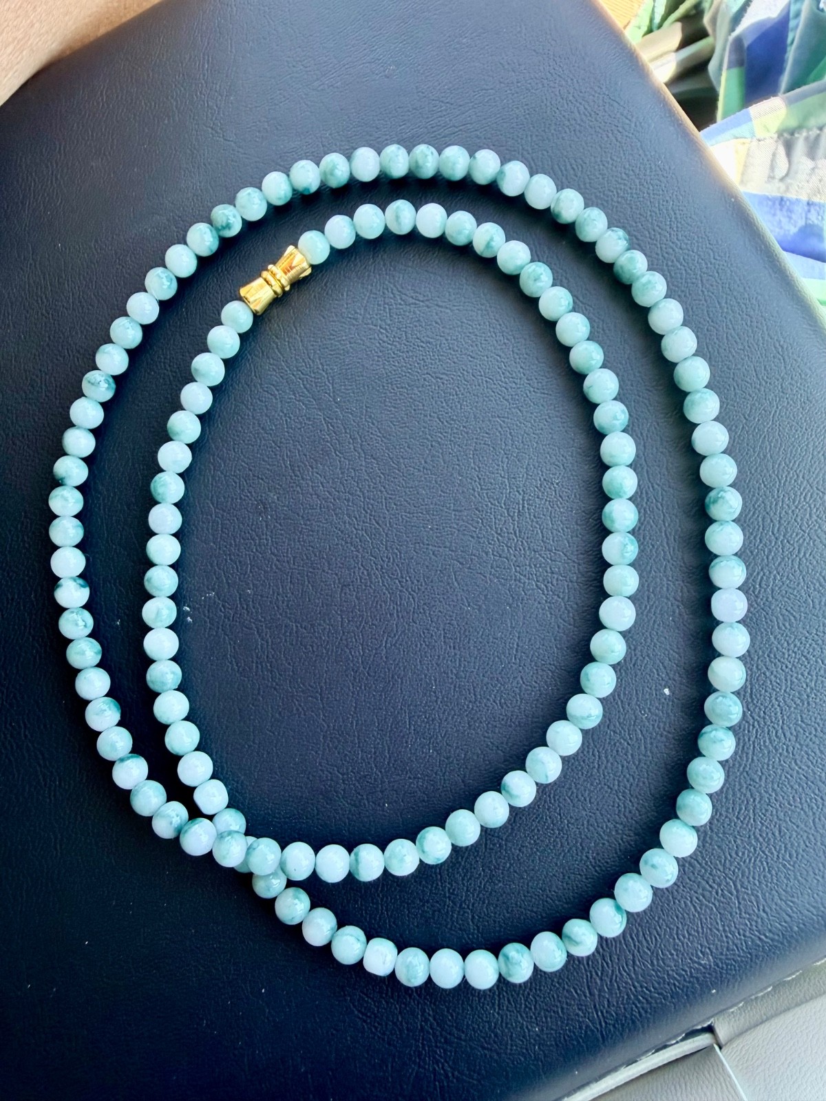 Burma jadeite necklace 4.7m blue Sky White Cloud type A Burmese Jade 翡翠蓝天白云