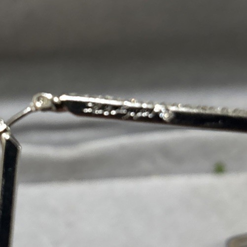 Karl Lagerfeld Paris Large Silver Tone Signature Crystal Paved Triangle Earrings