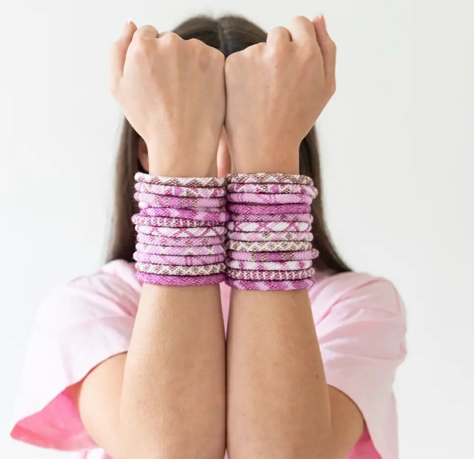 ORCHID -Original Roll-On® Bracelet-Set of 3 bracelets, 7″ round, Nepal,#4 (3Pcs)