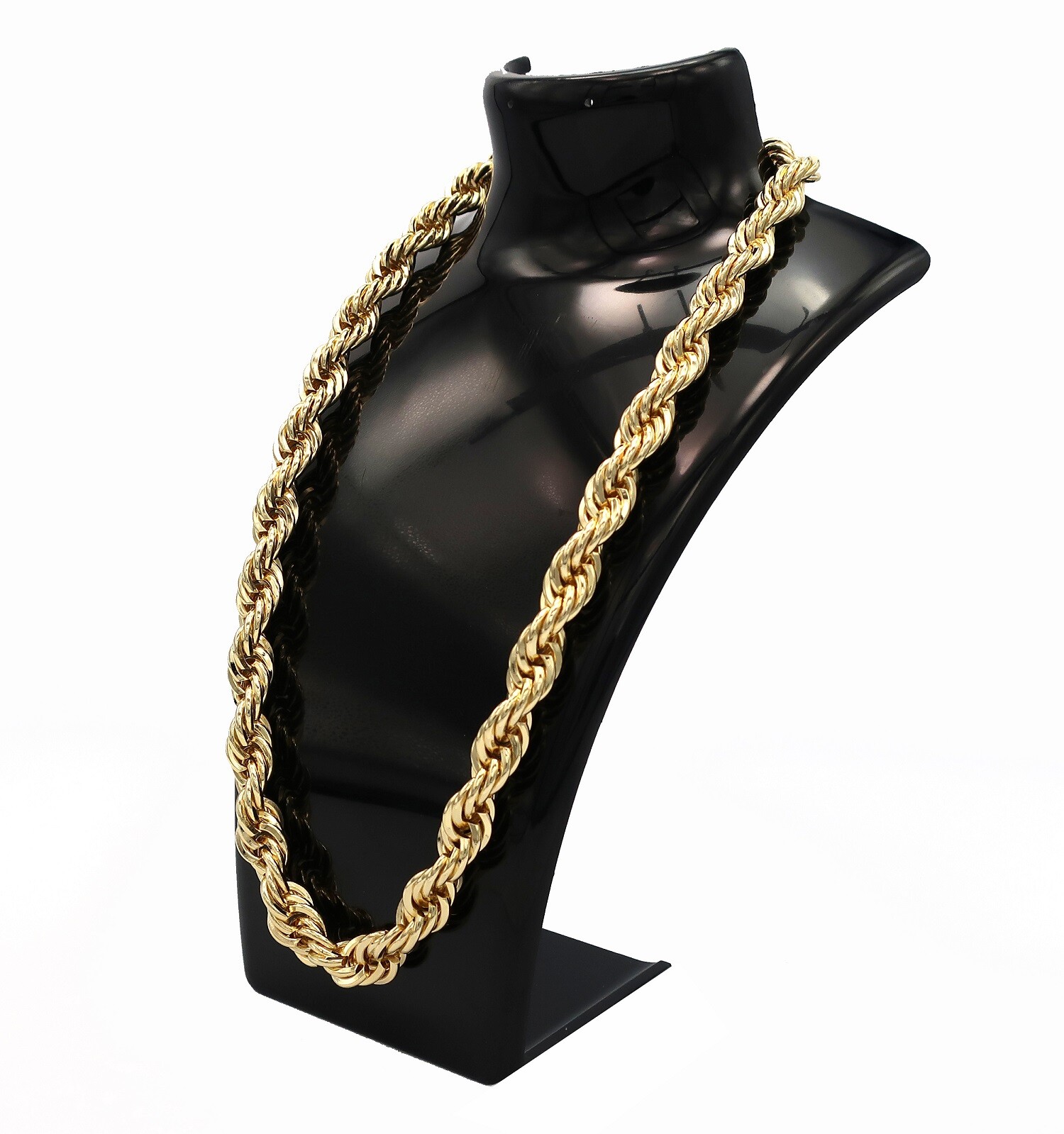 10mm Italian Rope Chain Necklace Bracelet 14k Gold Plated