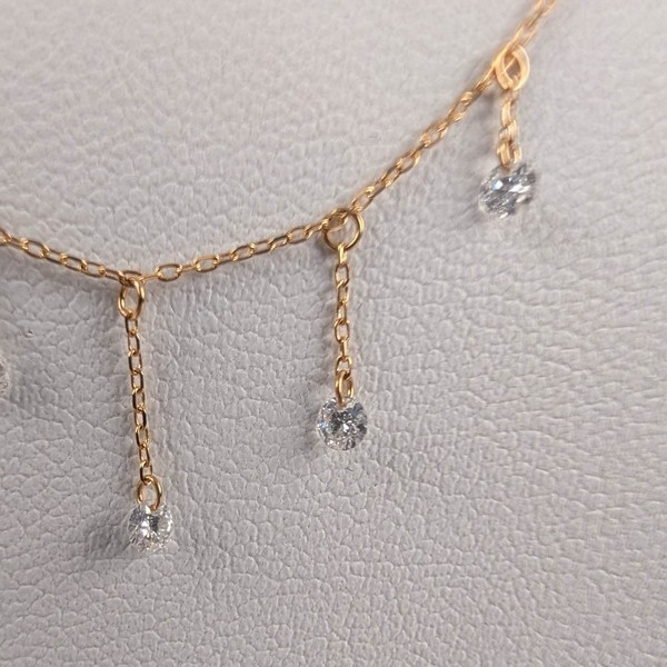 Persée Paris 18ct Yellow Gold 0.32ct Diamond Seven Stone Necklace, 40cm,…