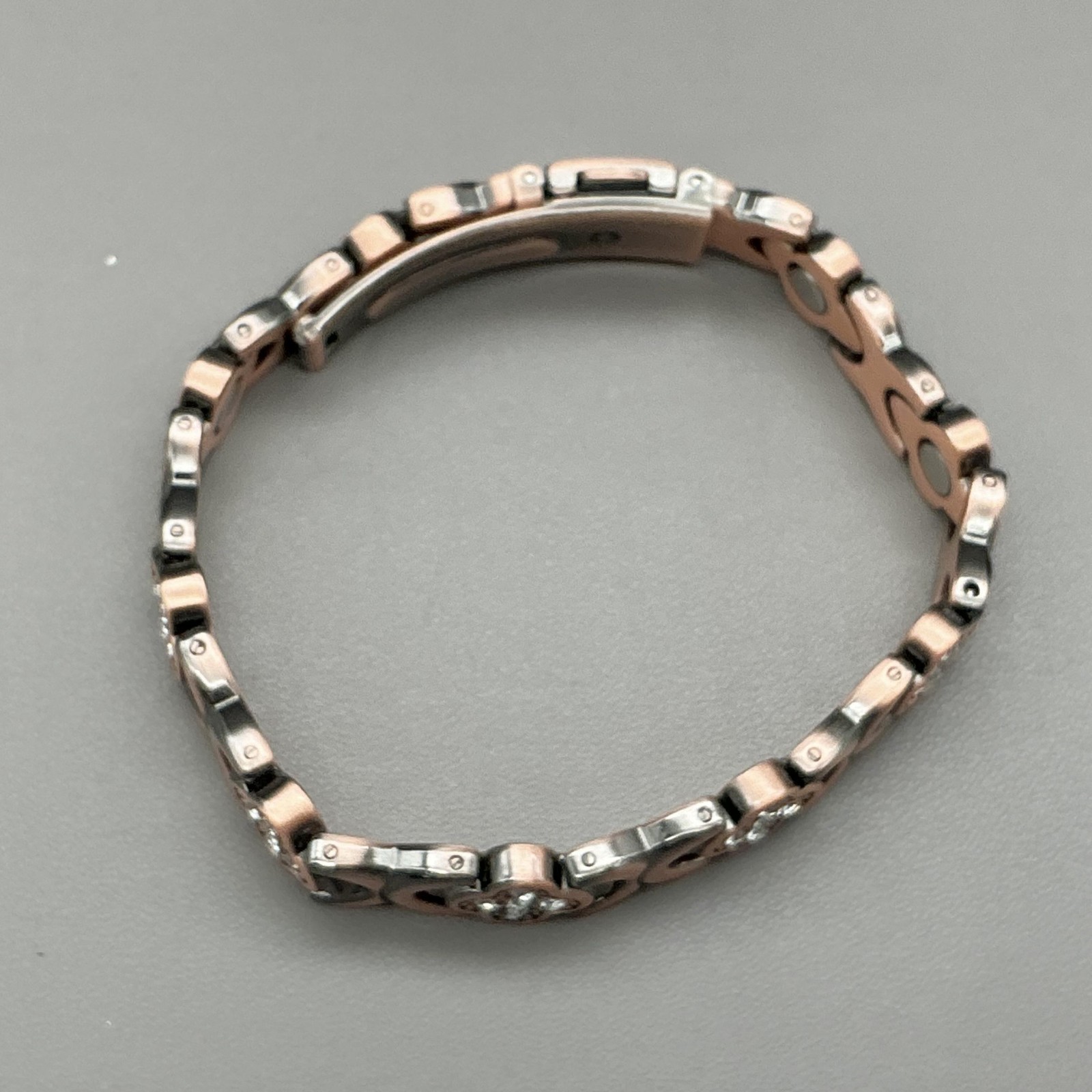Bracelet Copper Flower Crystal Chain Magnetic Box Clasp Womens Jewelry 7 Inch