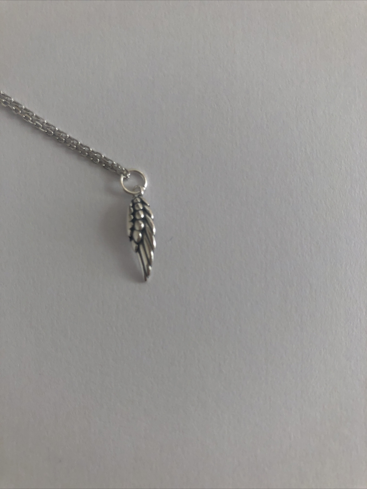 925 Silver Angel Wing Feather Pendant 8” Chain Necklace No Box NEW