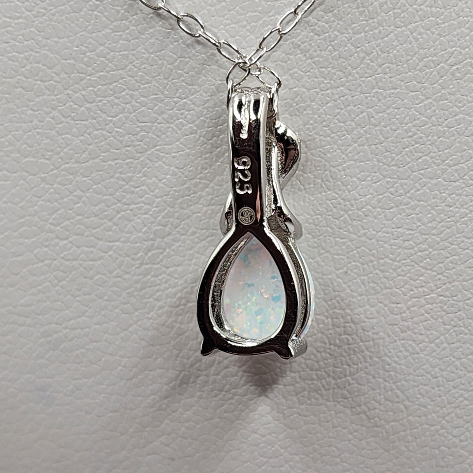 925 NEW Sterling Silver Pendant &Earrings Set Lab Created Opals &CZ