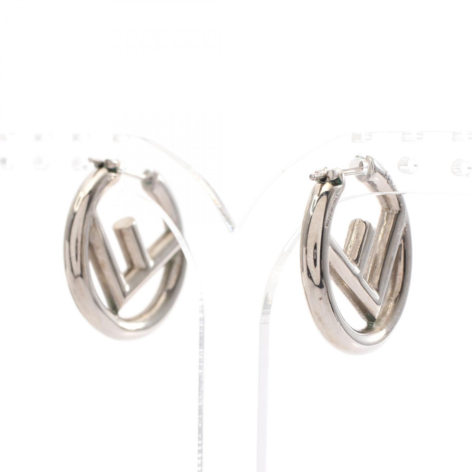 FENDI Ef’s Hoop Pierced earrings Stainless Steel Used Women