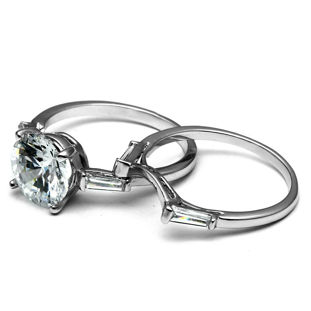 TK2878 – High polished (no plating) Stainless Steel Ring with AAA Grade CZ in