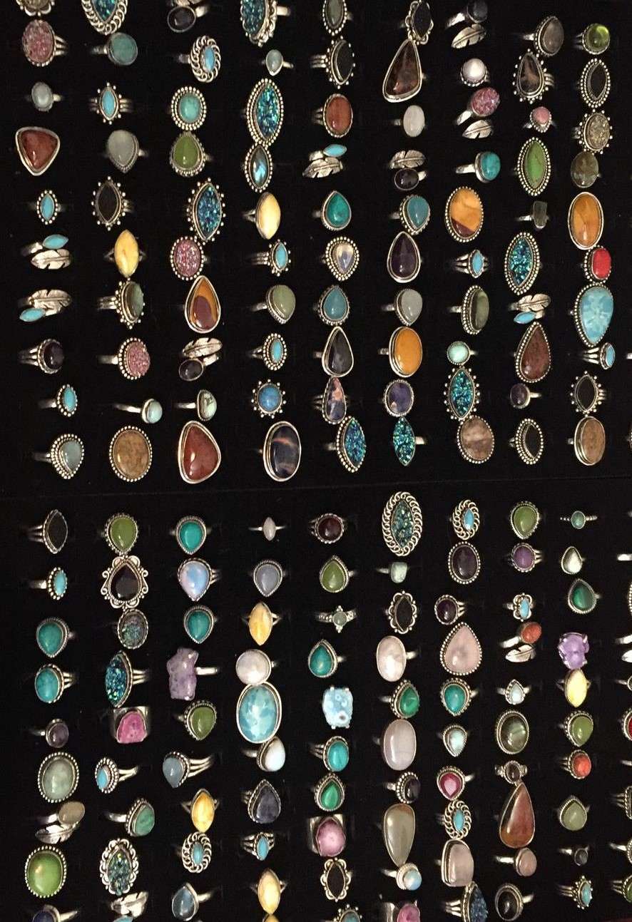 Larimar & Mix Gemstone 925 Sterling Silver Plated 100 PCs Rings Lot For Lover