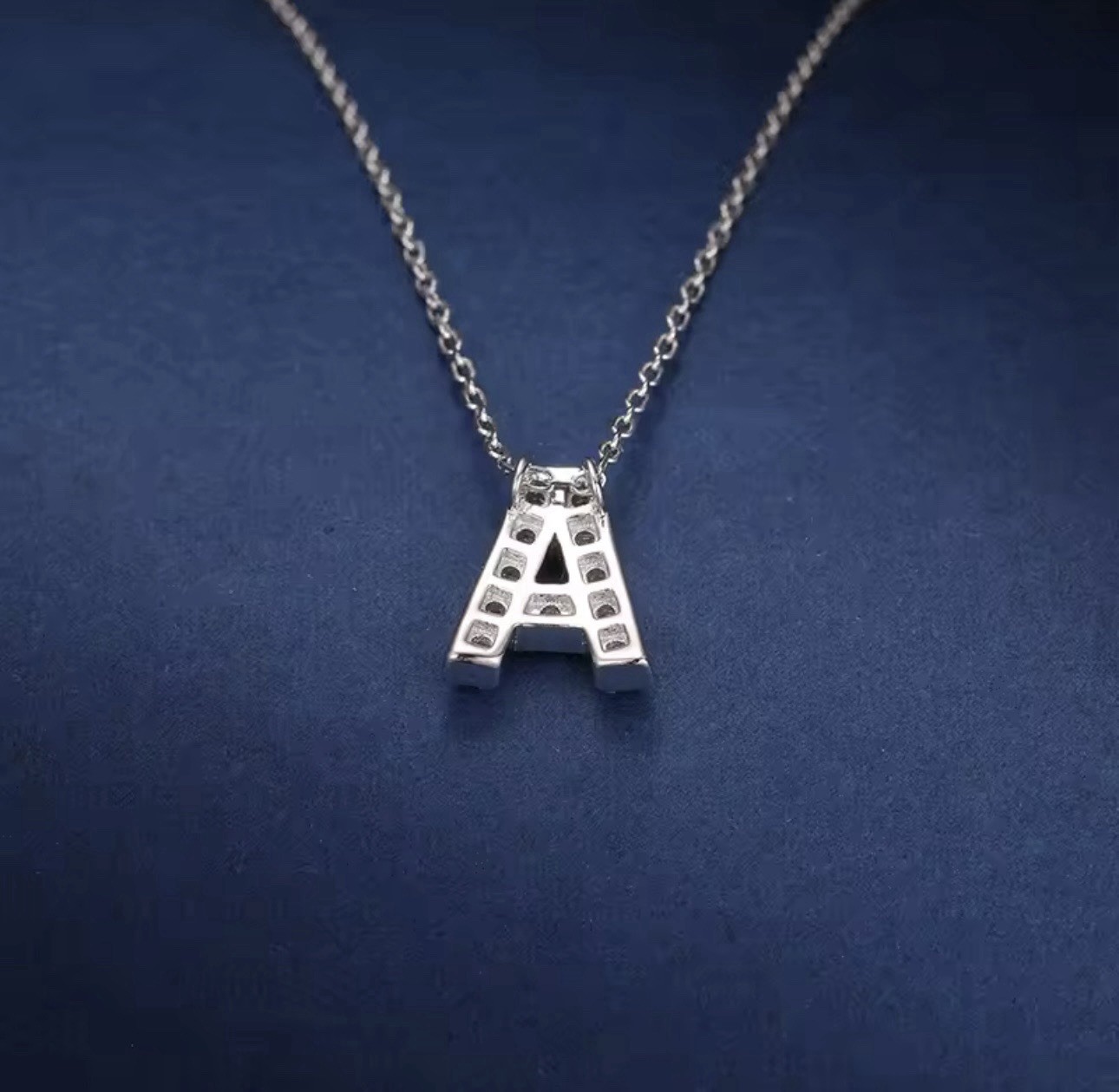 925 Silver Moissanite 26 Letter Pendant Necklace Fashion Women A-Z Initials
