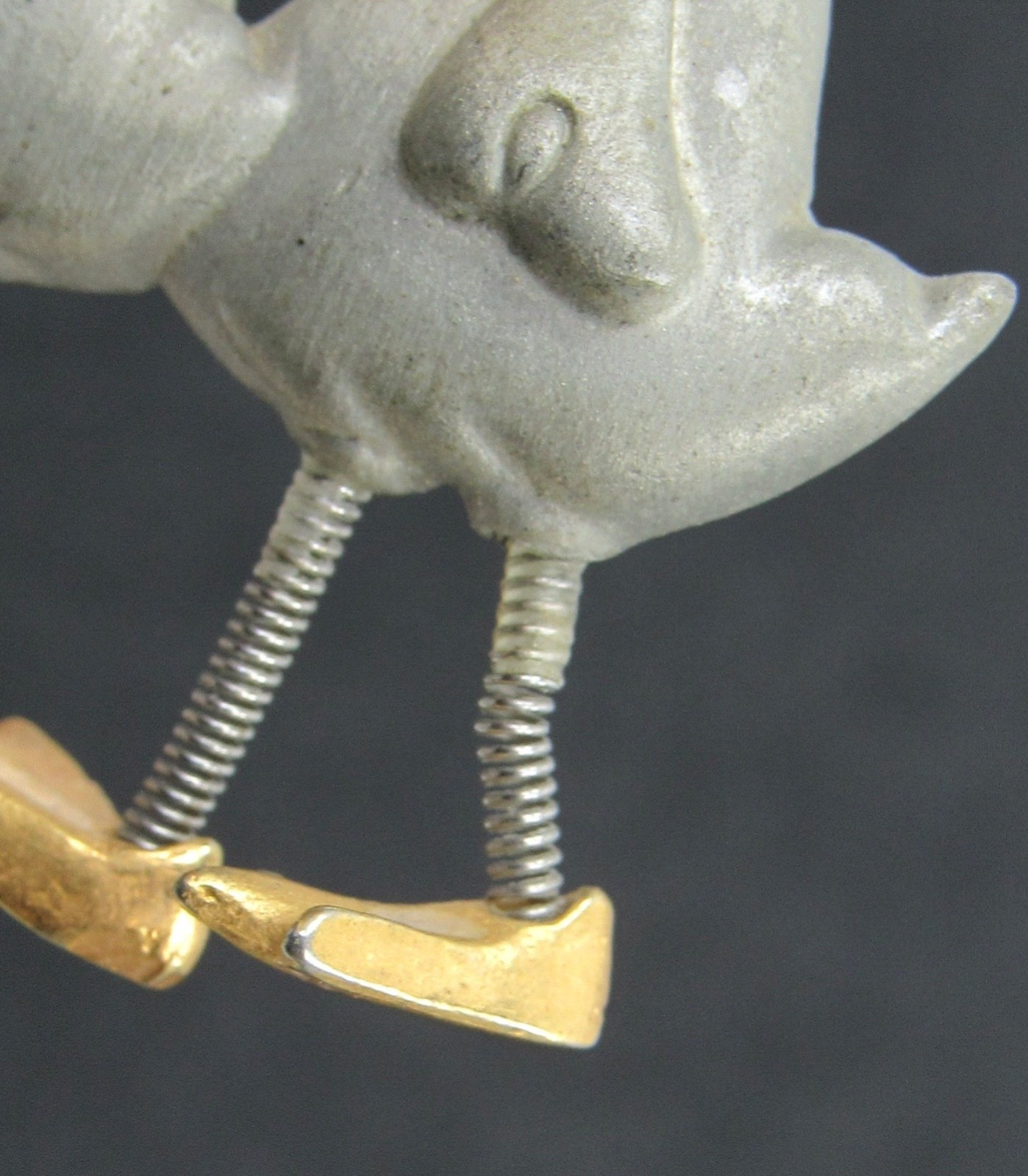 Hallmark Brooch Duck Family Pewter with Spring Coil Legs Trio Three Ducks Pin