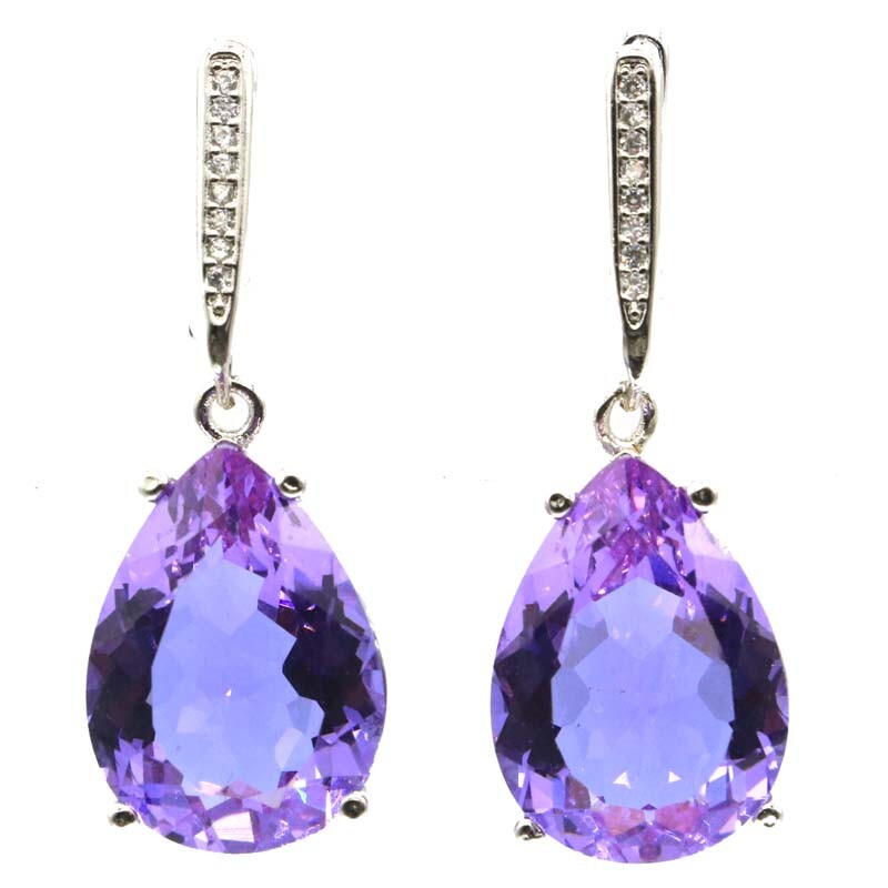 35x13mm Special 18x13mm Color Changing Alexandrite Topaz Females Silver Earrings
