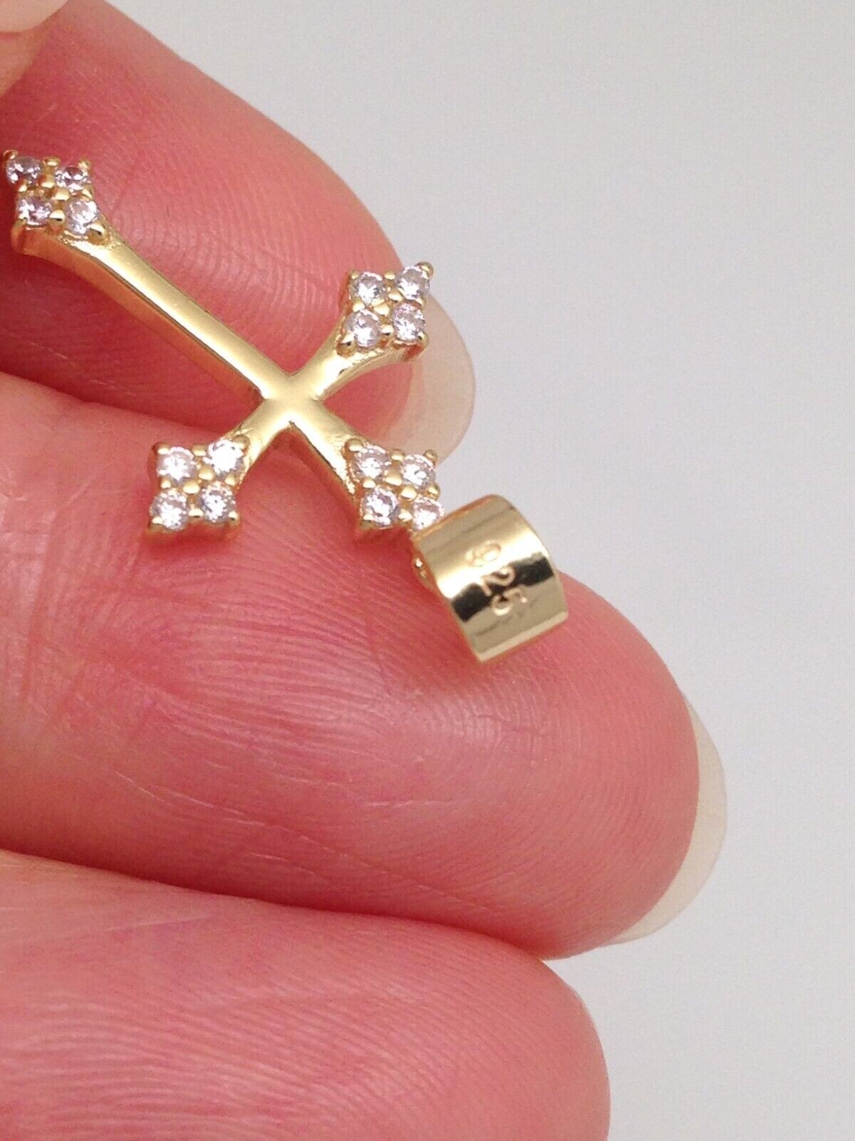 925 Sterling Silver CZ Orthodox Cross Pendant Tiny 17mm(0.67″)/25mm(0.98″)