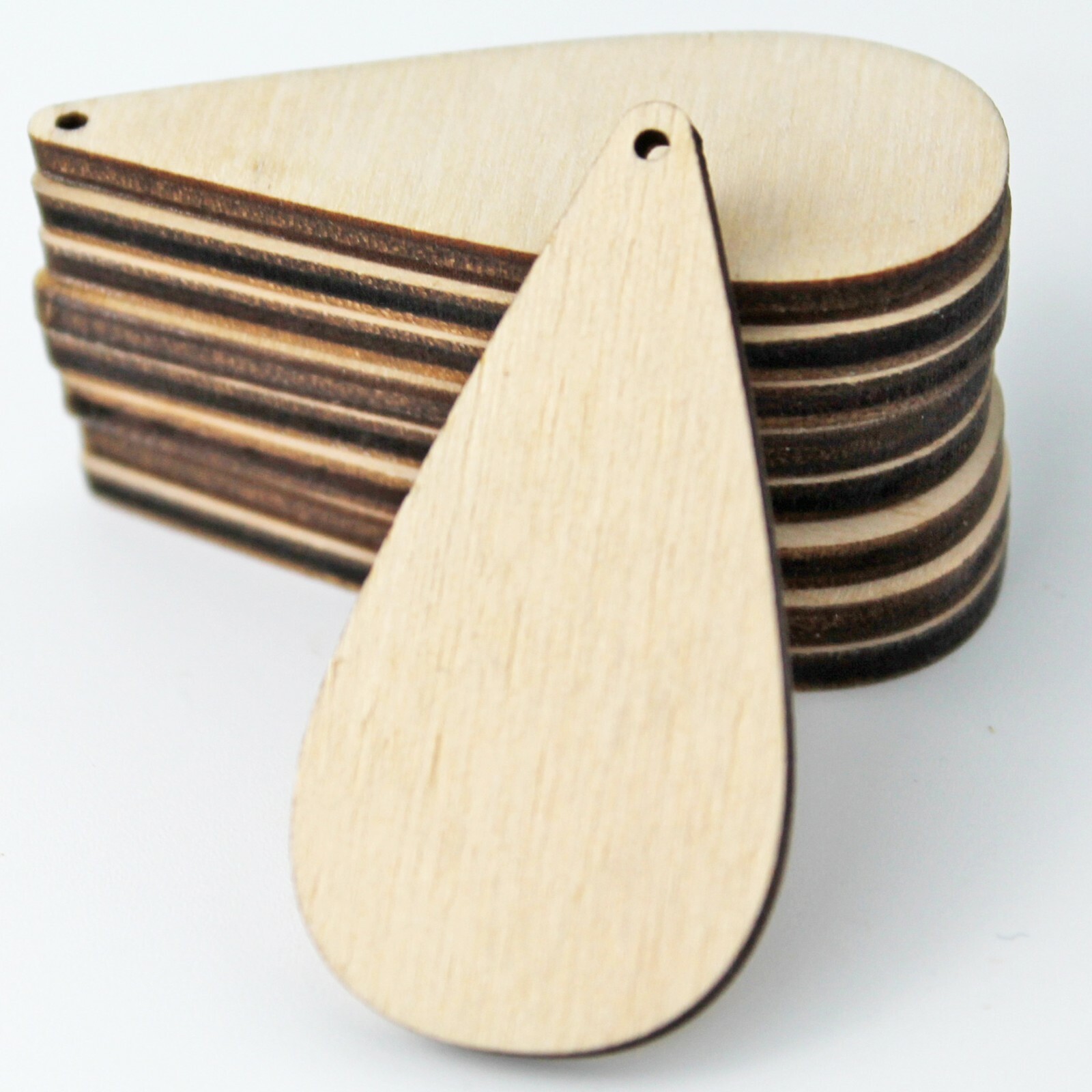 ALL SIZE (12pc to 100pc) Unfinished Wood Solid Slim Teardrop Earrings Blanks