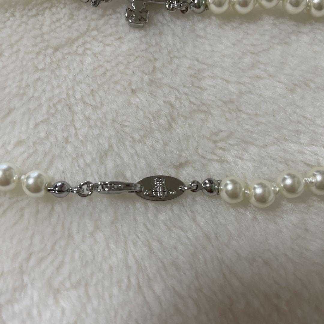 Vivienne Westwood Necklace Pearl Choker Silver IN BOX [EJ609