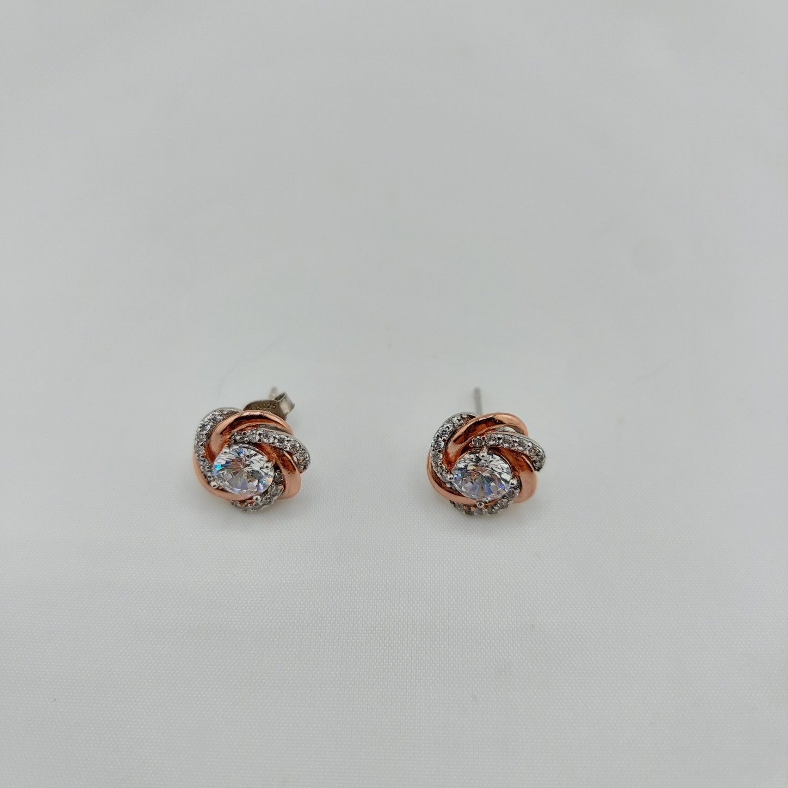Fiery 18k Rose Gold Over Sterling 6 mm Cubic Zirconia Stud Earrings