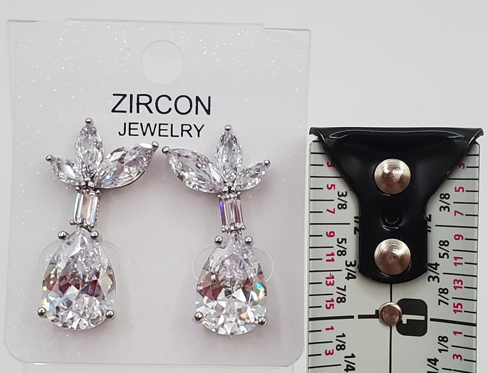Zircon Jewelry Earrings 1in Silver Tone Brilliant Teardrop Marquise CZ Formal