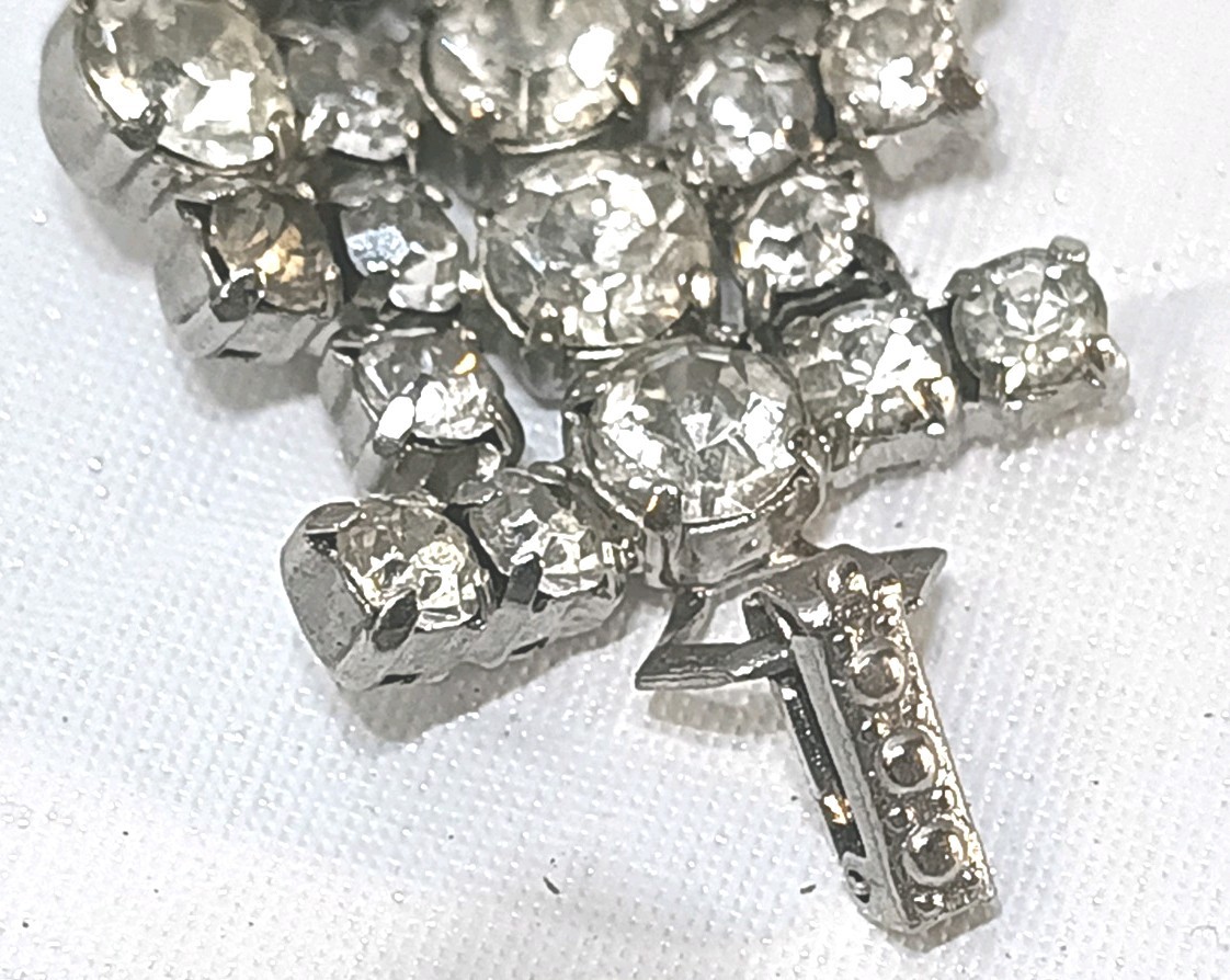 Vintage 1950s Clear Rhinestone Drop Fringe Necklace Choker 15″ & Bracelet 7″ Set