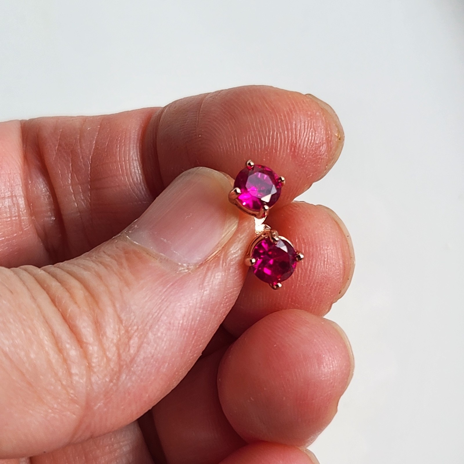 1.2CT 925 Sterling Silver Ruby Basket Earrings Gemstone 14k Rose Gold Plated
