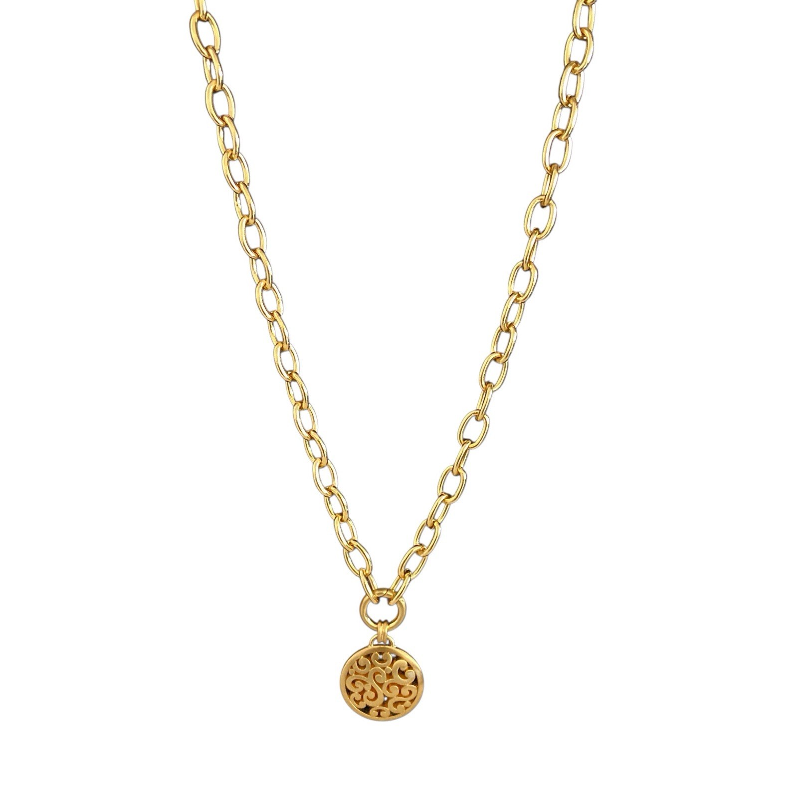 Brighton Contempo Gold Necklace NWT Medallion Scroll Pendant JM7428 Adjustable