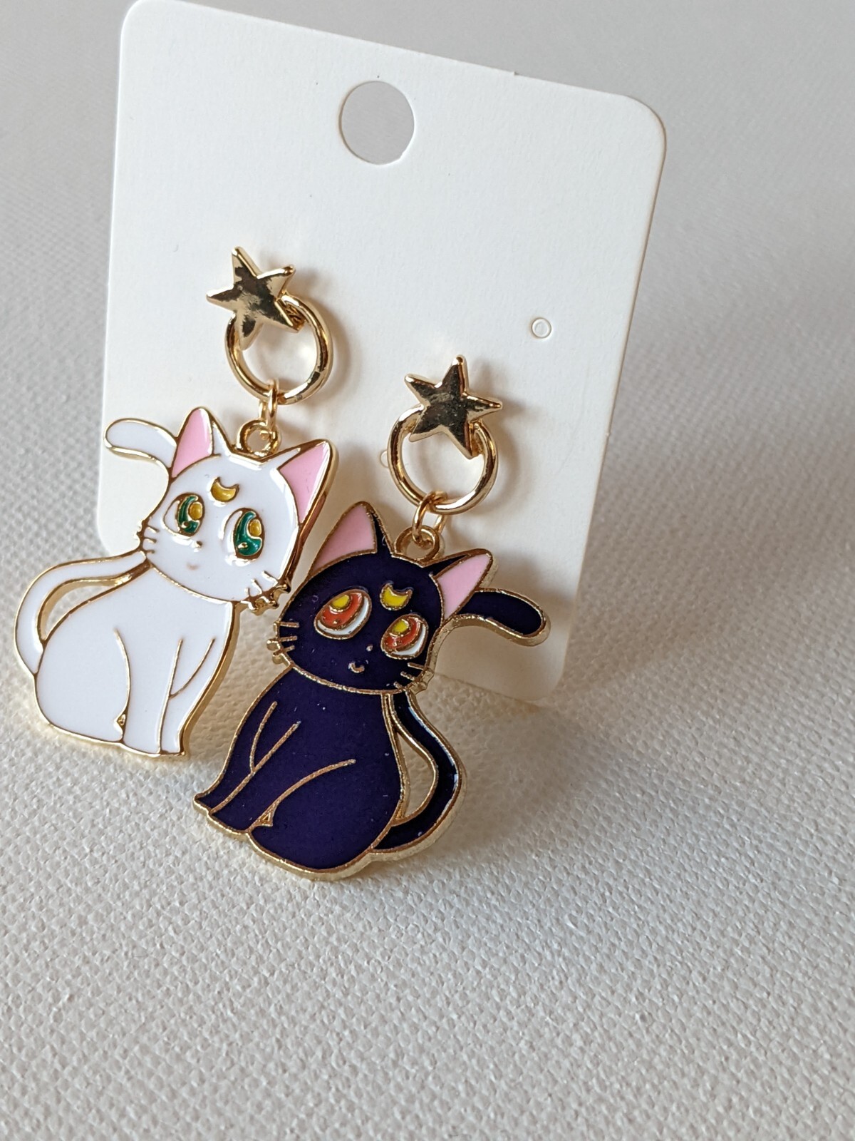 Sailor Moon Cat Luna & Artemis Women Earrings Casual Enamel Alloy Brass Stud