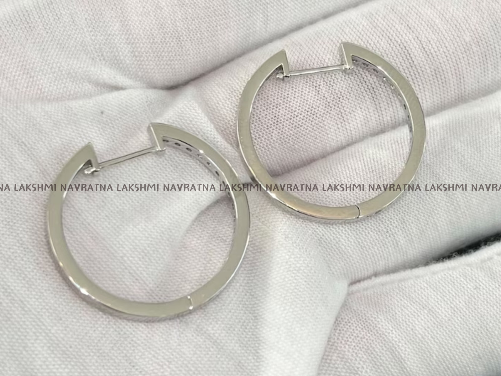 Channel Set Round Simulated Inside Out Hoops Earrings 30MM Huggie Hoops s925