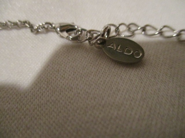ALDO Silvertone 16″ w/2.5″ Extender Chain Double Rings-1 Plain 1 w/Rhinestones