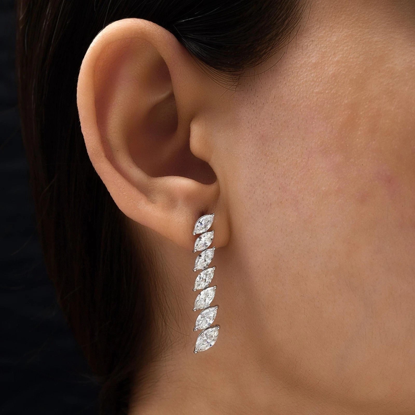 Pretty 3Ct Marquise Cut Simulated Diamond Drop Earrings In 14k White Gold Plated