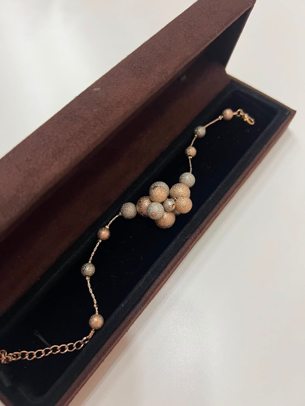 Vintage Beaded Bracelet Gold Silver Textured Beads Fashion Jewelry Accessory 10Y
