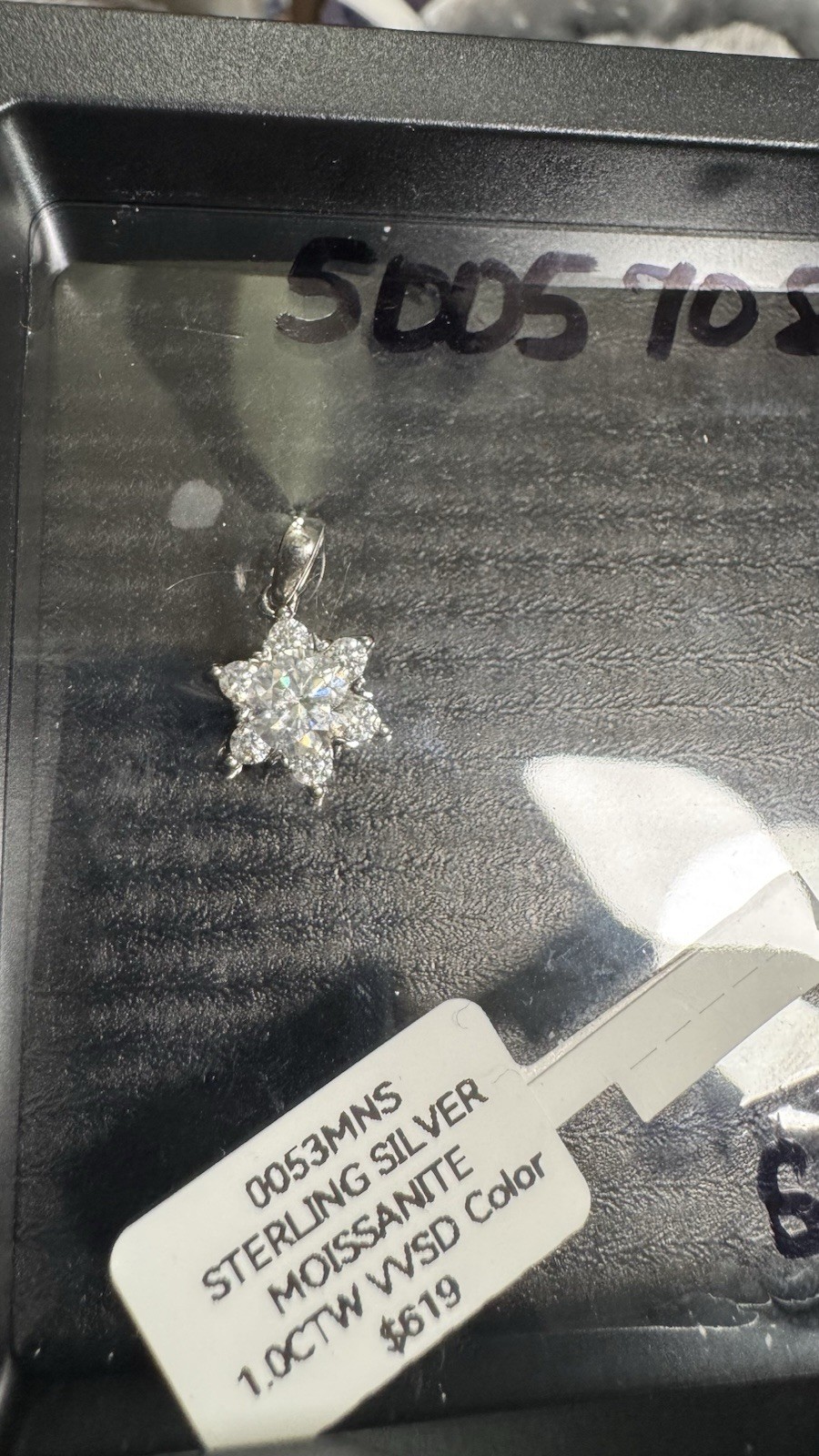 GRA Sterling Silver Moissanite Flower /Star Pendant 1.0ctw VVS1 Round Brilliant