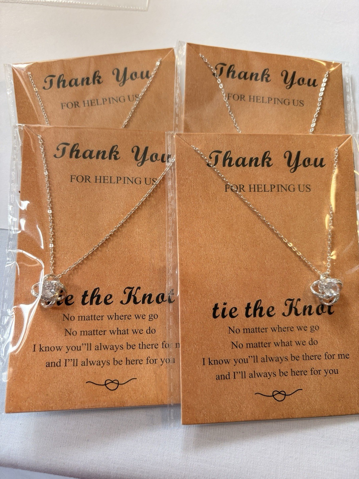 Tie the Knot Knot Pendant Necklace Lot of 4 – Bridesmaid Necklaces – CZ New