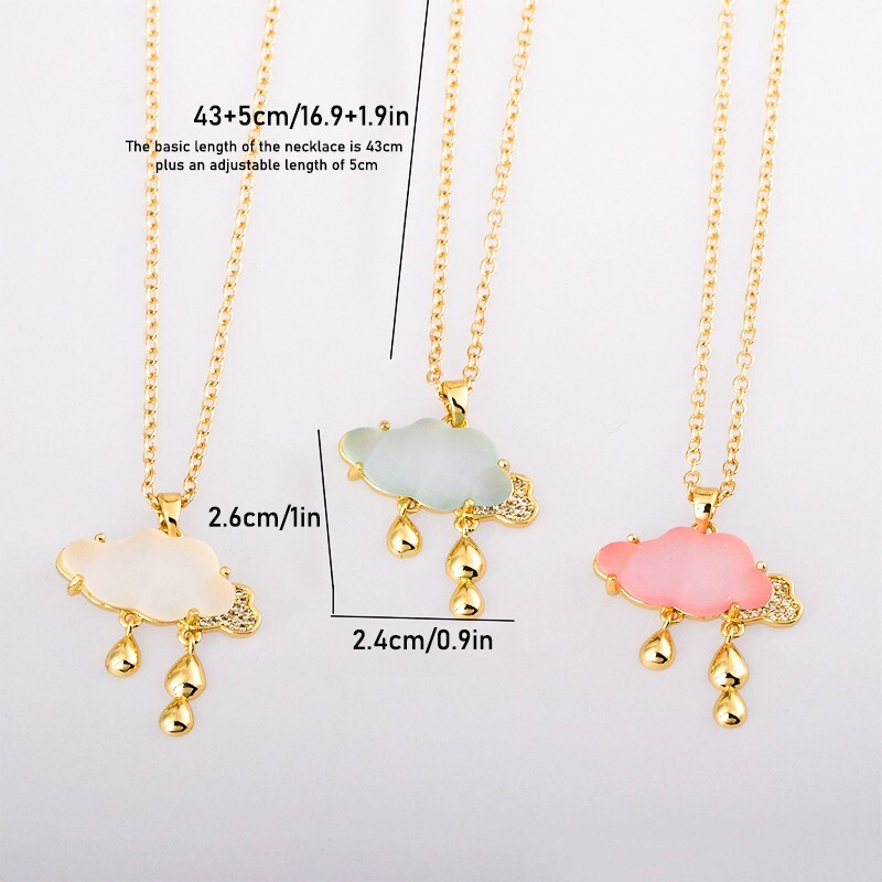Cloud water drop inlaid zircon light luxury high sense pendant necklace