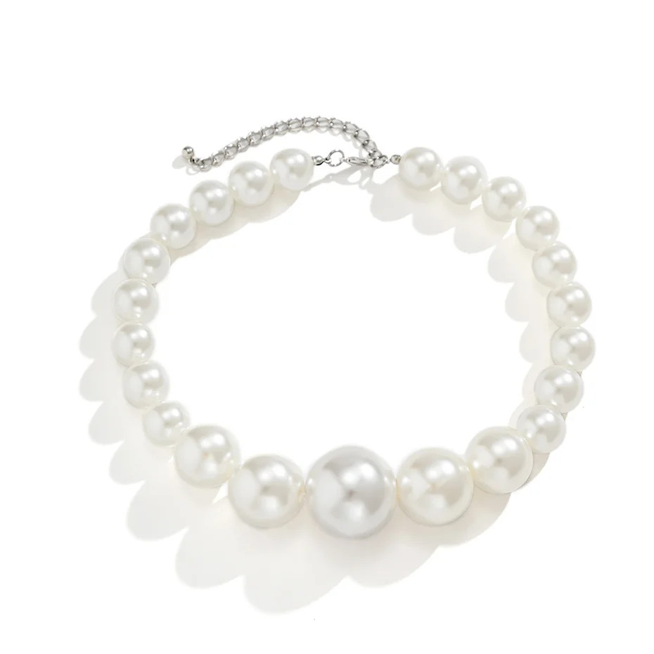 Women’s Fashion Bohemian Jewelry White Thick Pearl Choker Necklace 575