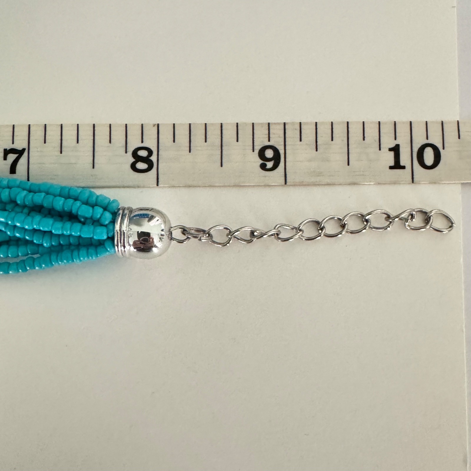 Vintage Boho Multi Strand Seed Bead Bracelet Turquoise Coral Pink Silver Tone