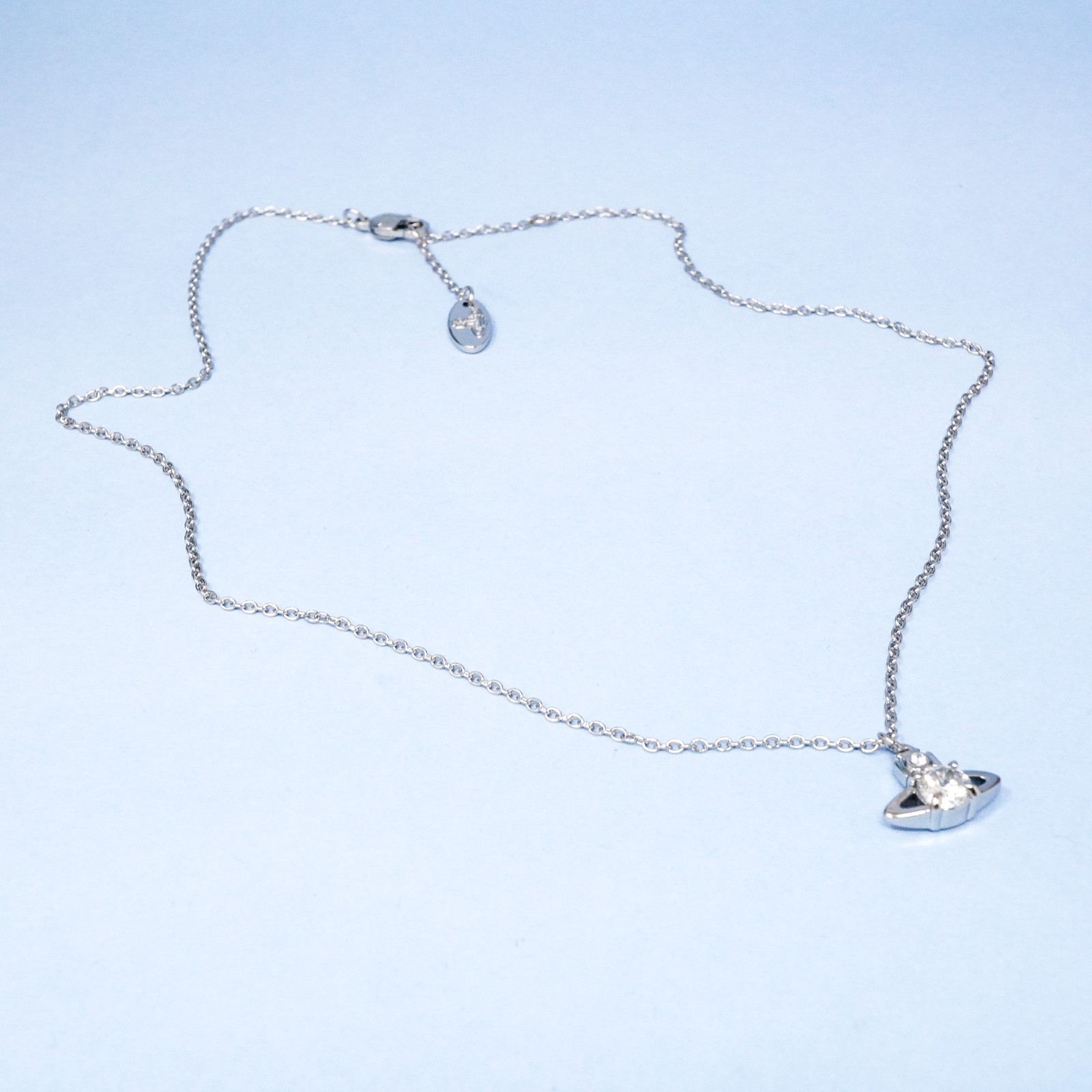 Vivienne Westwood Necklace Silver Orb Pendant Small White Crystal With Gift Box