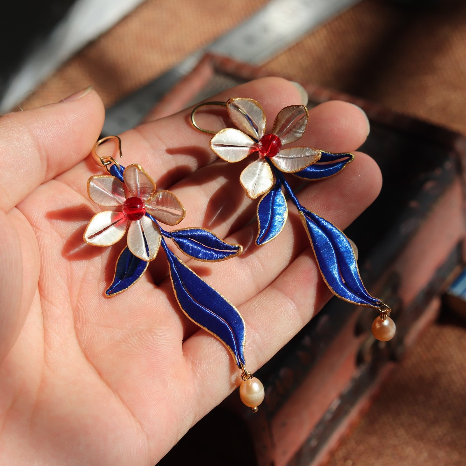 Chinese Style Floral Ear Hanging Vintage Hanfu Earrings for Women