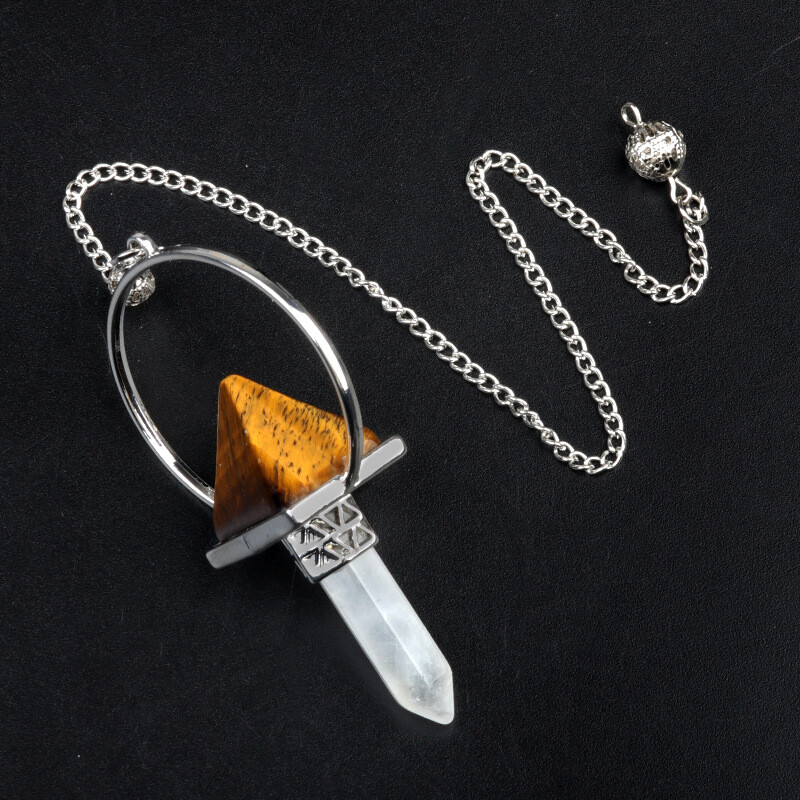 10pcs Wholesale Natural Mixed Stone Pyramid of Hexagonal Column Pendant Bead