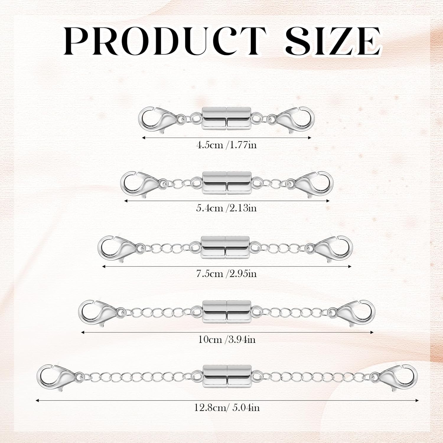 5Pcs Silver Magnetic Necklace Extender, Magnetic Necklace Clasps and Closures