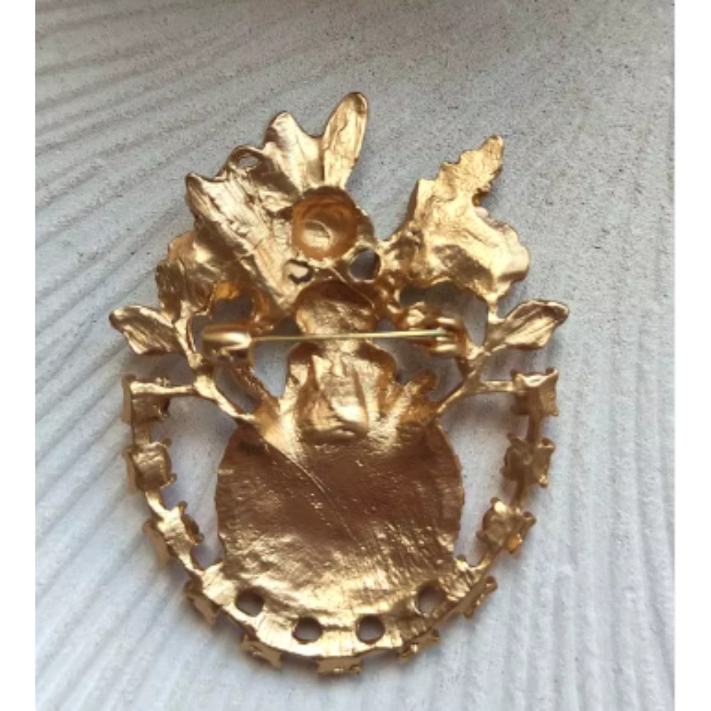 Easter Spring Bunny Brooch Rhinestone Clock Rabbit Animal Pins Gift Jewelry USA