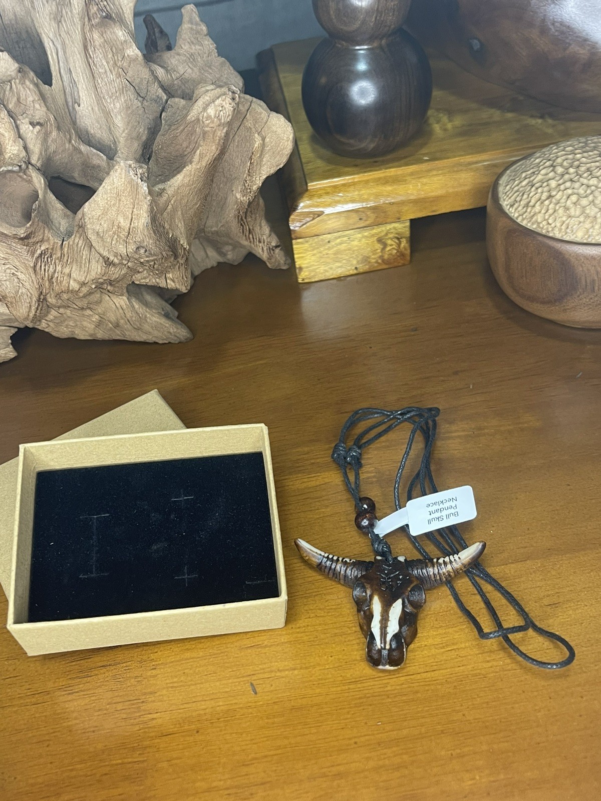 Brand New – Vintage Western Tribal Bull Skull Pendant Adjustable Necklace Cord @