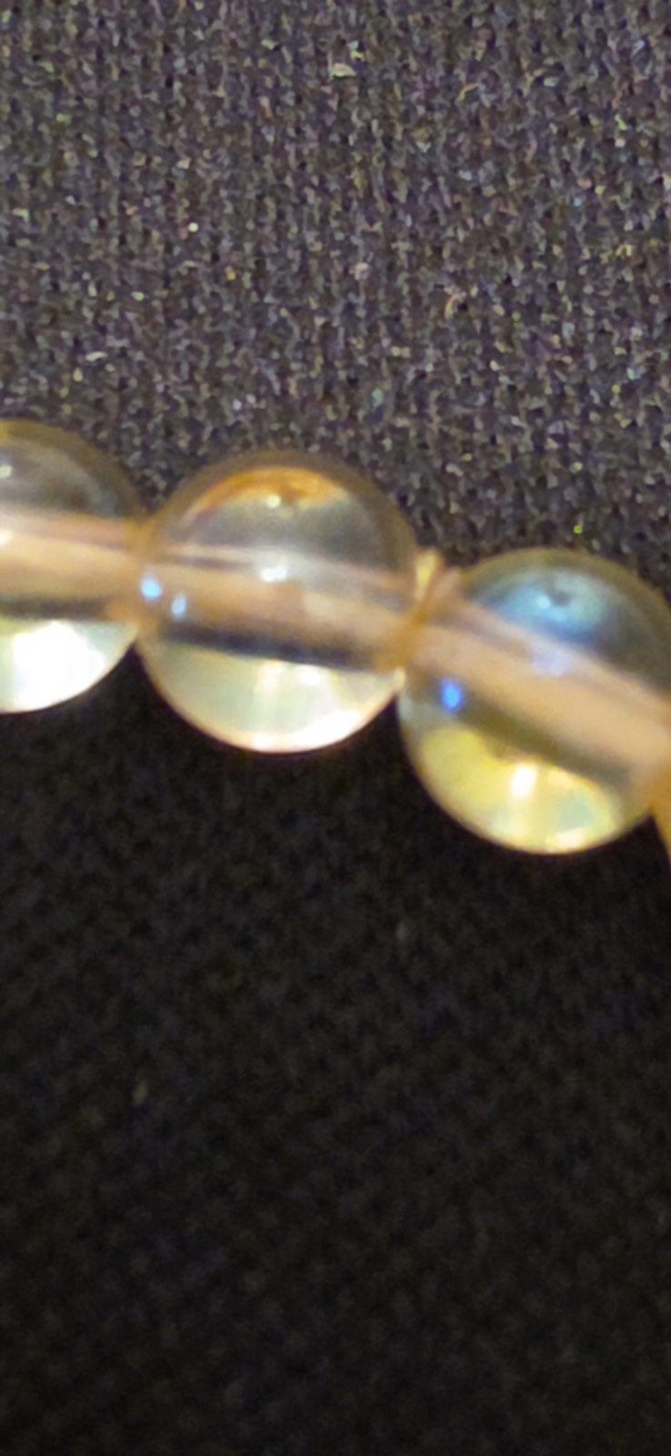 Vtg 60″ Long Iridescent Glass Bead Necklace 4.5mm Flapper Opera Strand Yellow AB