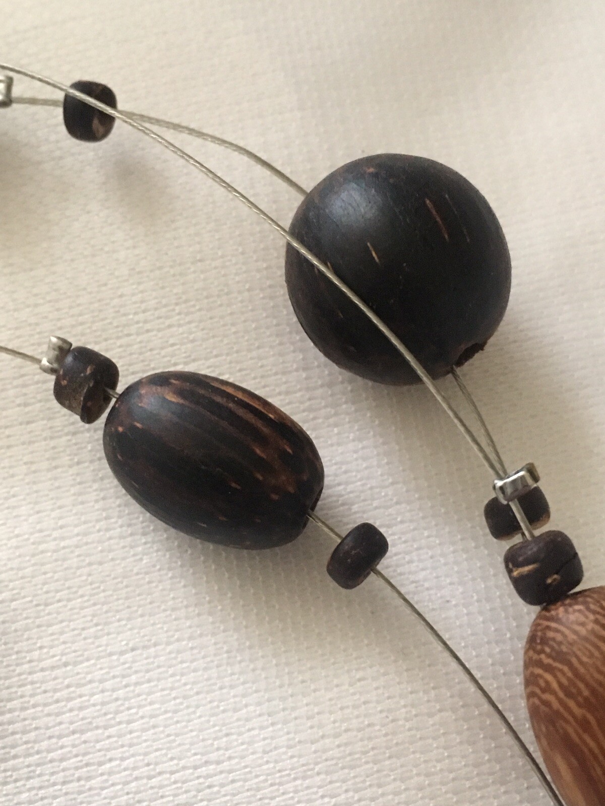 Earthy Minimalist Wood on Wire Necklace Lobster Clasp Unsigned 20”