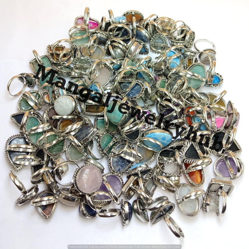 Wholesale Lot! Larimar & Mix Gemstone Rings 925 Sterling Silver Plated Jewelry