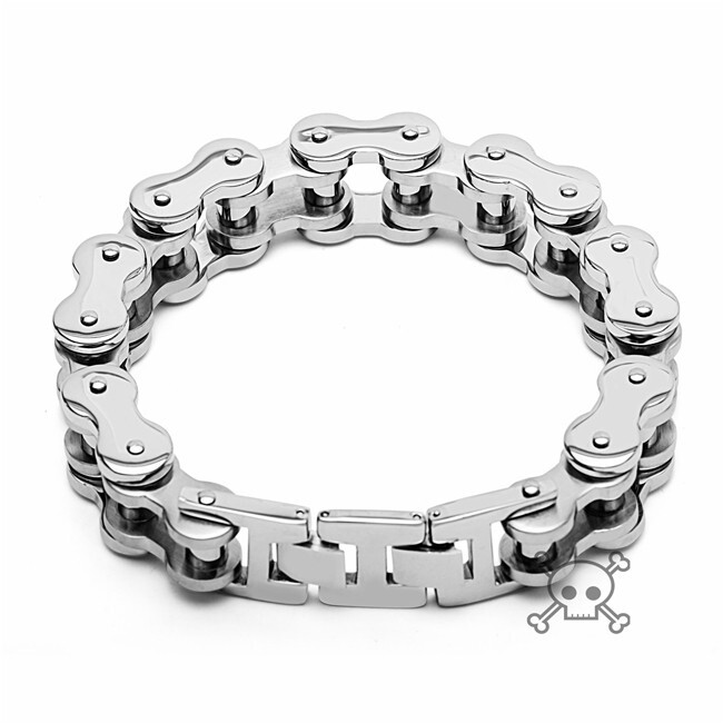 9 in X 18mm Stainless Steel Motorcycle Bike Chain Link Bracelet Gifts US Seller