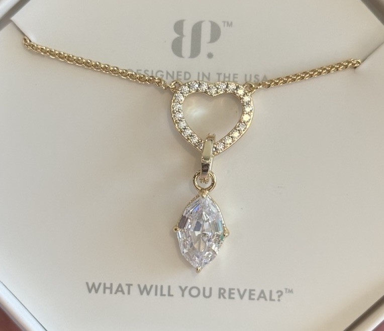 Bomb Party BP-OG Necklace-The Radiance Heart-CZ on Gold Plating-NK23865-NEW