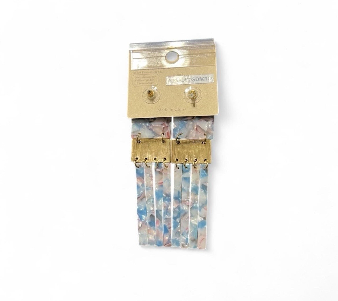 Serena Gold/Blue/Pink Dangle Earrings Detail Designed in the USA