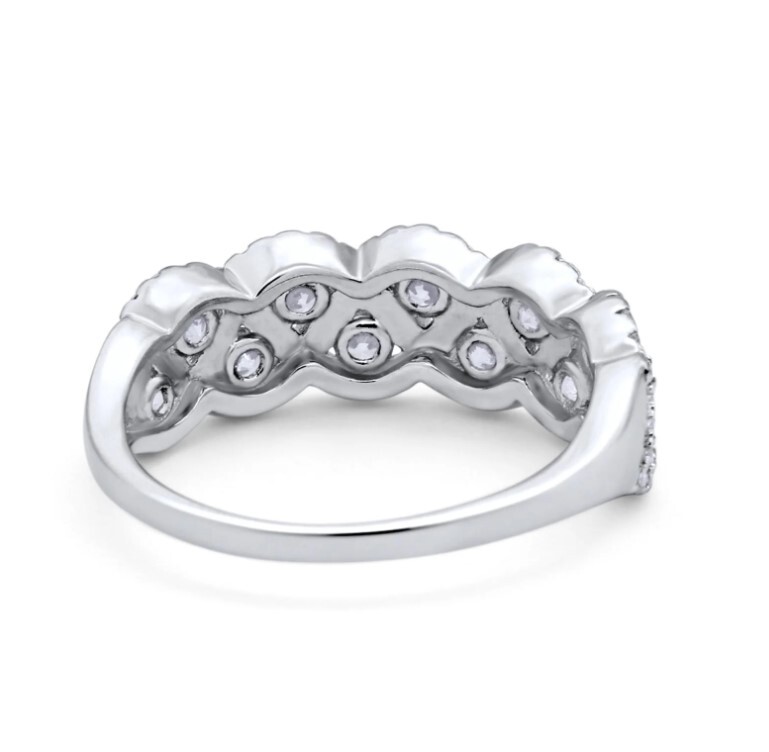 .925 Sterling Silver Round CZ Weave Crisscross Infinity Ring