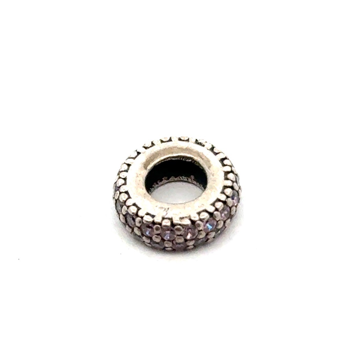 Pandora ALE 925 Sterling Silver Pink CZ Pavé Stone Spacer Charm, 1.0g